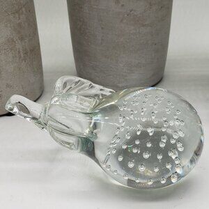 Clear Bullicante Bubbles Fruit Shaped Pear Art Glass Paperweight